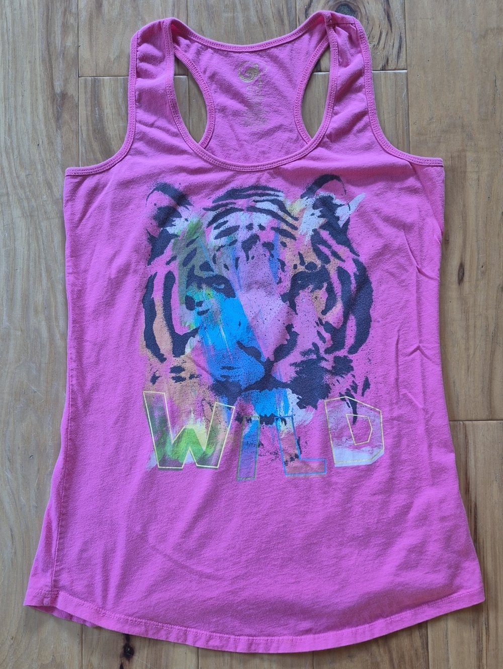 Vintage Pink 'WILD' Tiger Graphic Racerback Tank